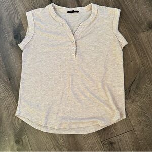 Jane and Delancey Soft Heather Ivory Cap Sleeve Henley Tank